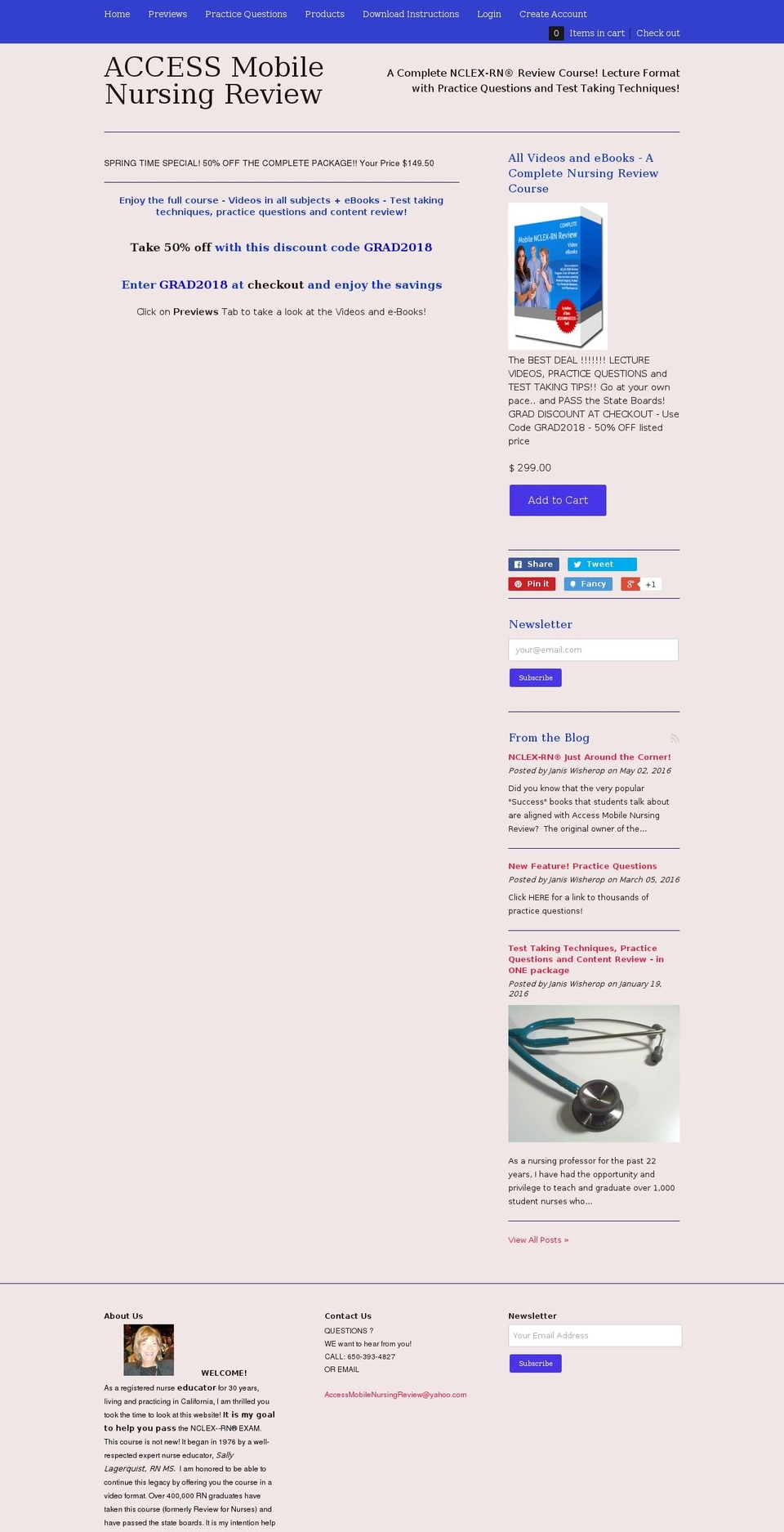 accessmobilenursingreview.com — Shopify storefront screenshot