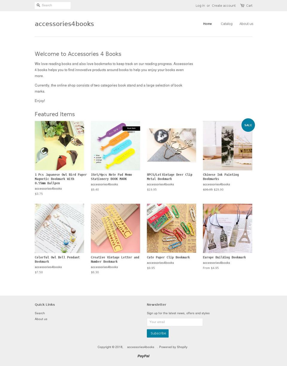 accessories4books.com shopify website screenshot