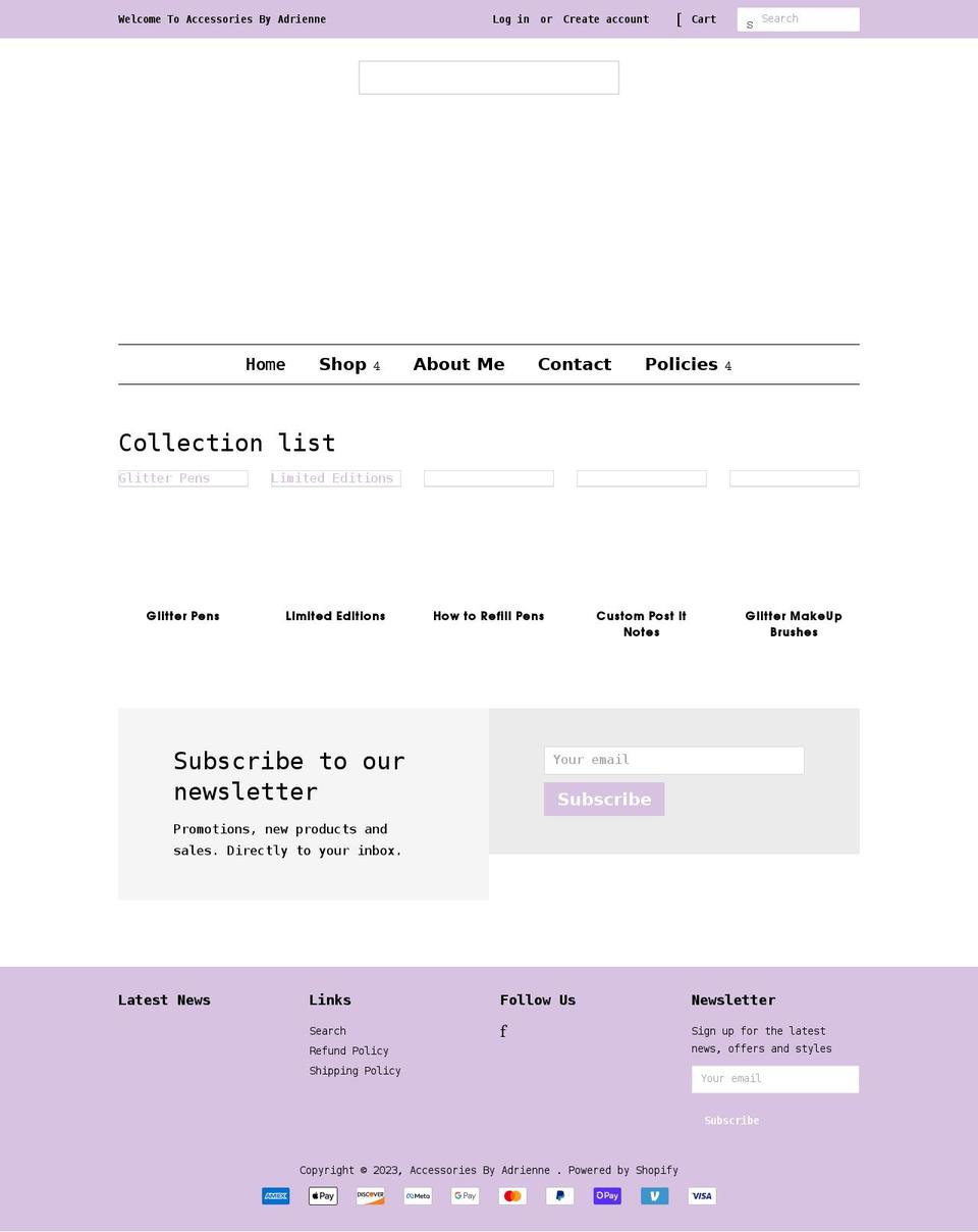accessoriesbyadriennet.com shopify website screenshot