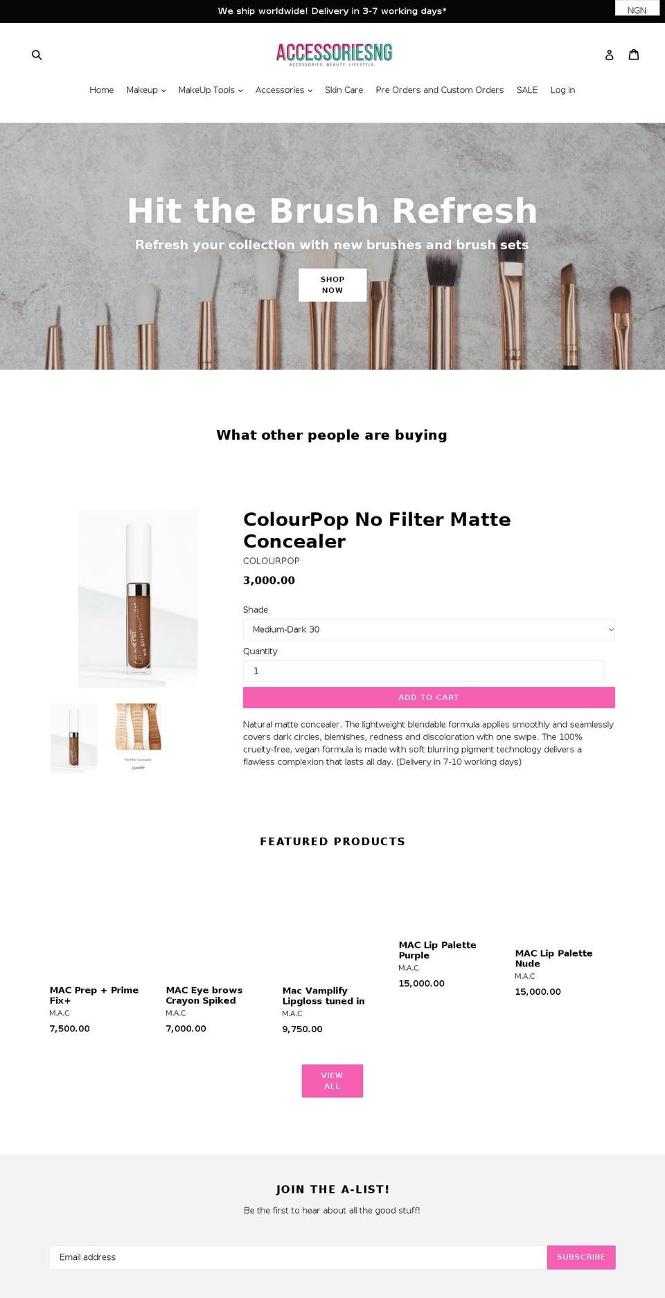 accessoriesng.com shopify website screenshot