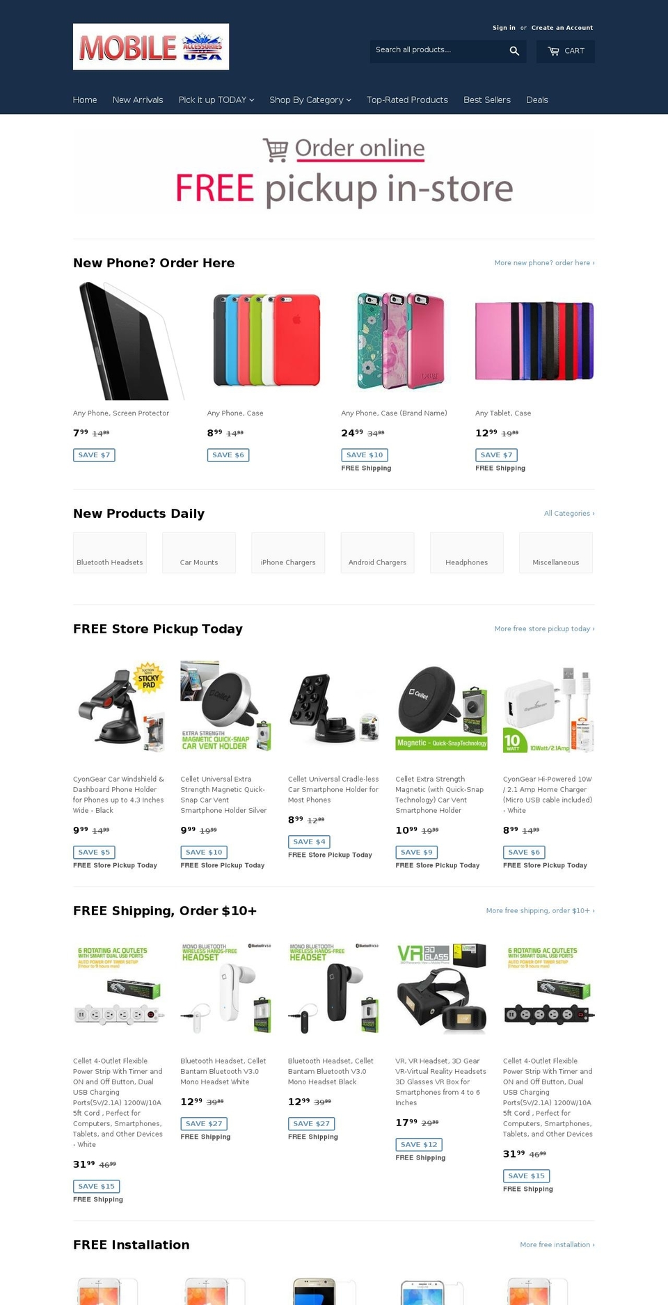accessoriesusastore.com shopify website screenshot