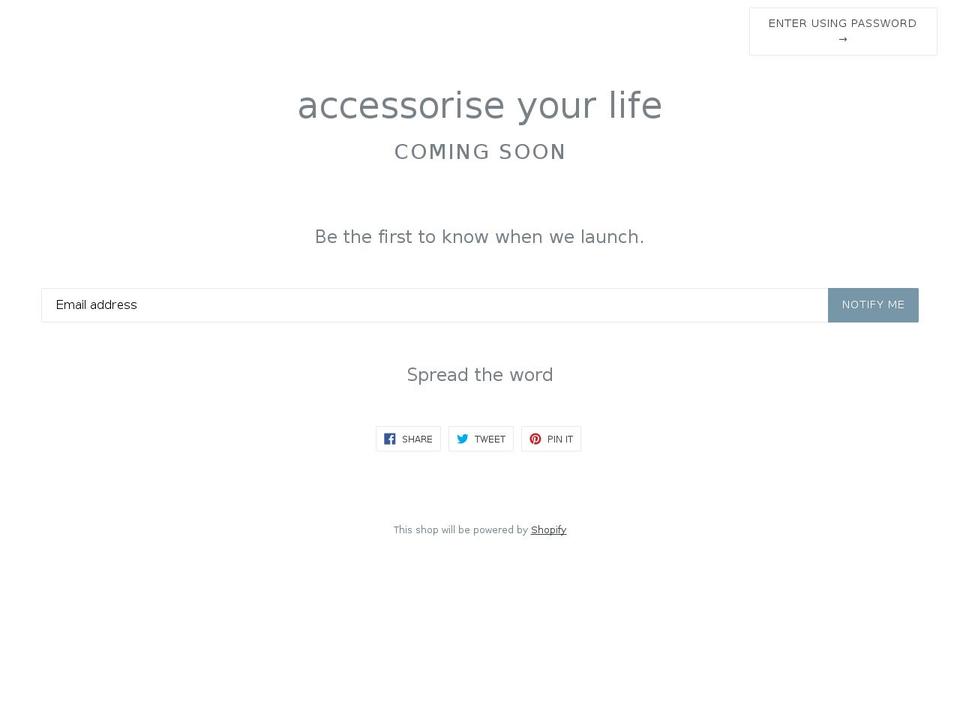 accessoriseyourlife.com — Shopify storefront screenshot