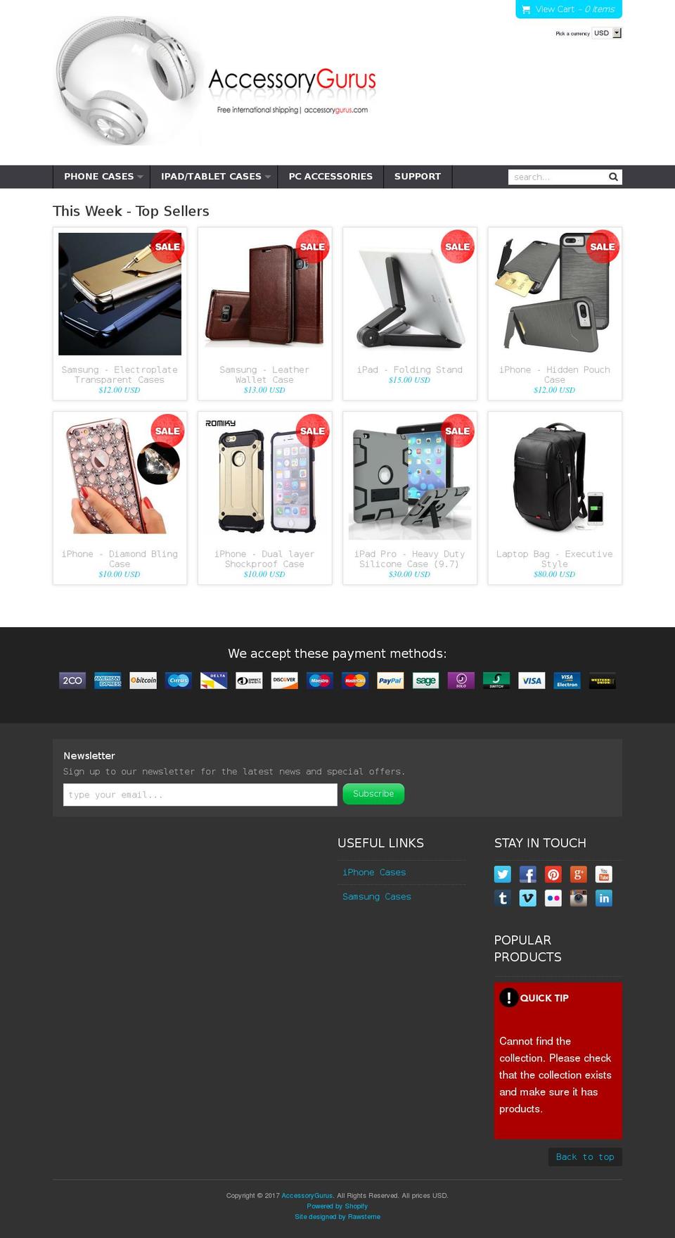 accessorygurus.com shopify website screenshot