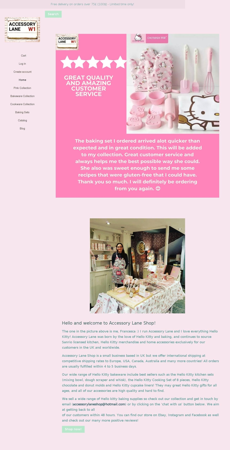 accessorylaneshop.com — Shopify storefront screenshot