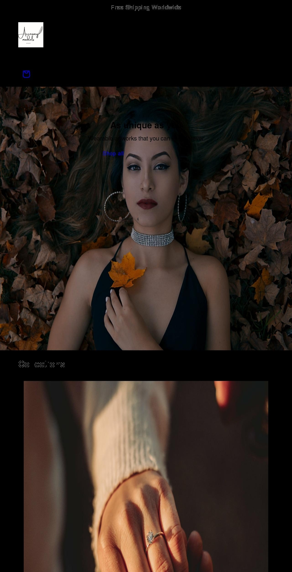 accessorymodels.com shopify website screenshot