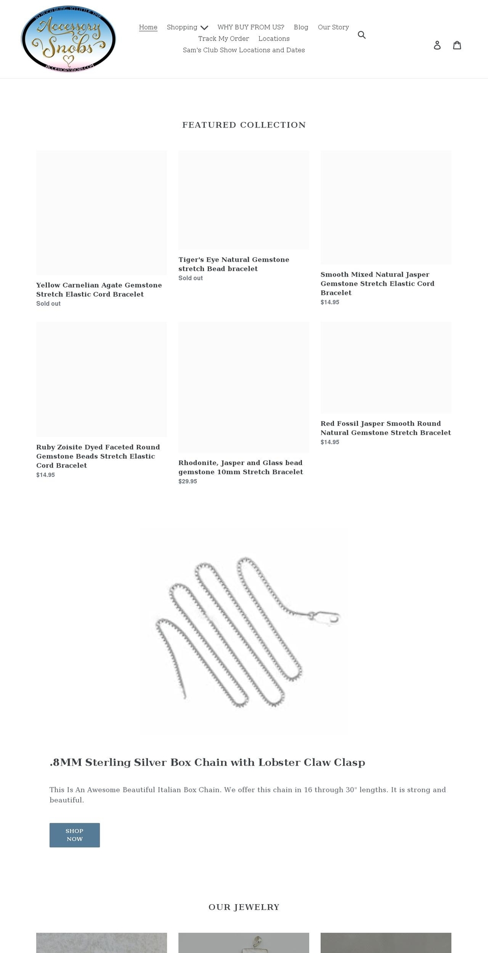 accessorysnobs.com shopify website screenshot