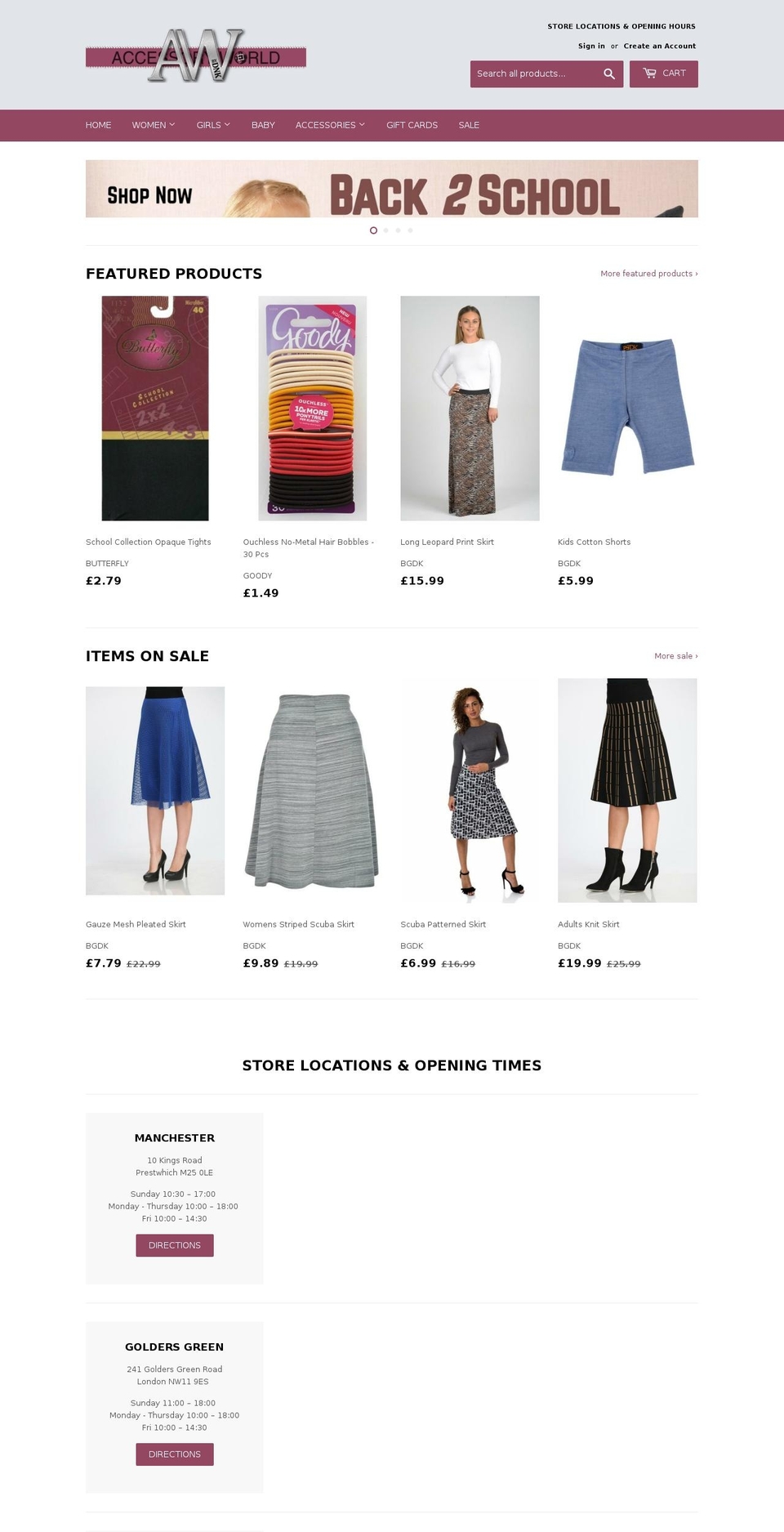 accessoryworldonline.com shopify website screenshot
