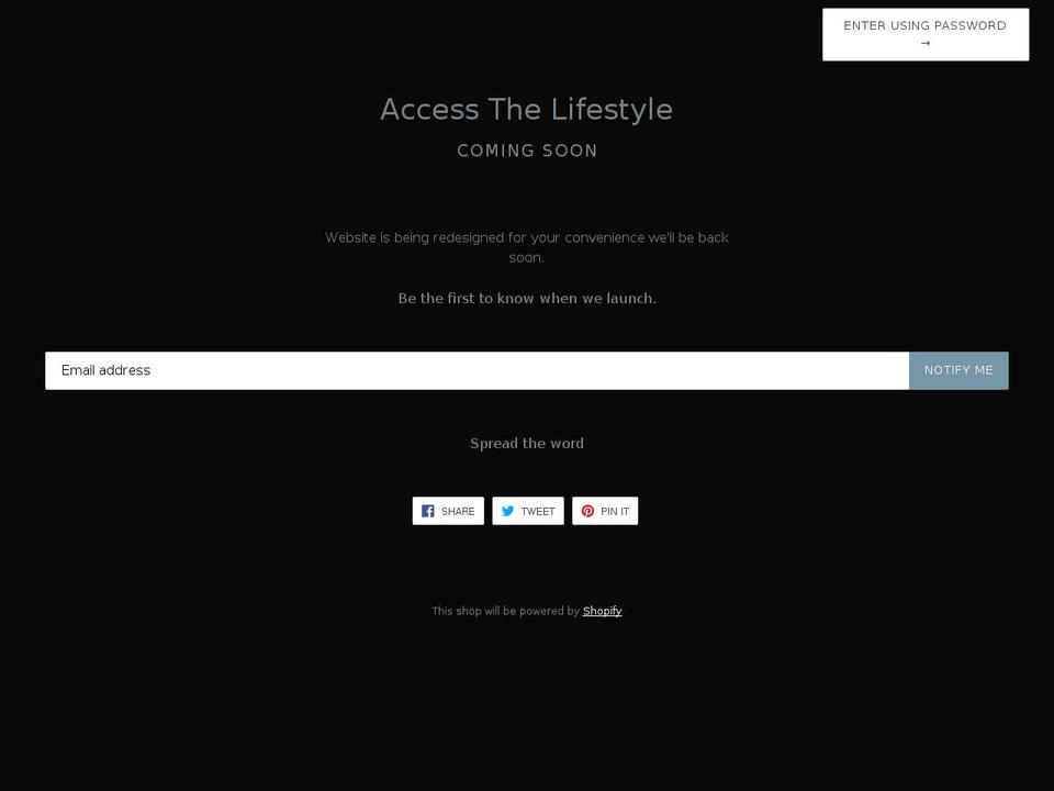accessthelifestyle.com — Shopify storefront screenshot