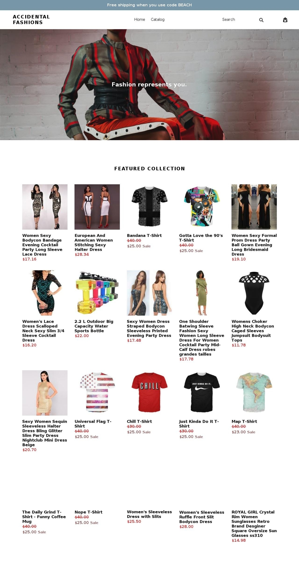 accidentalfashions.com — Shopify storefront screenshot