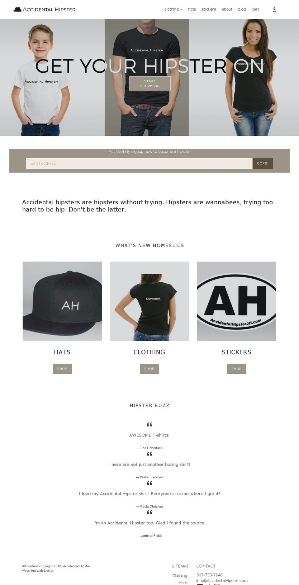 accidentalhipsterjh.com shopify website screenshot