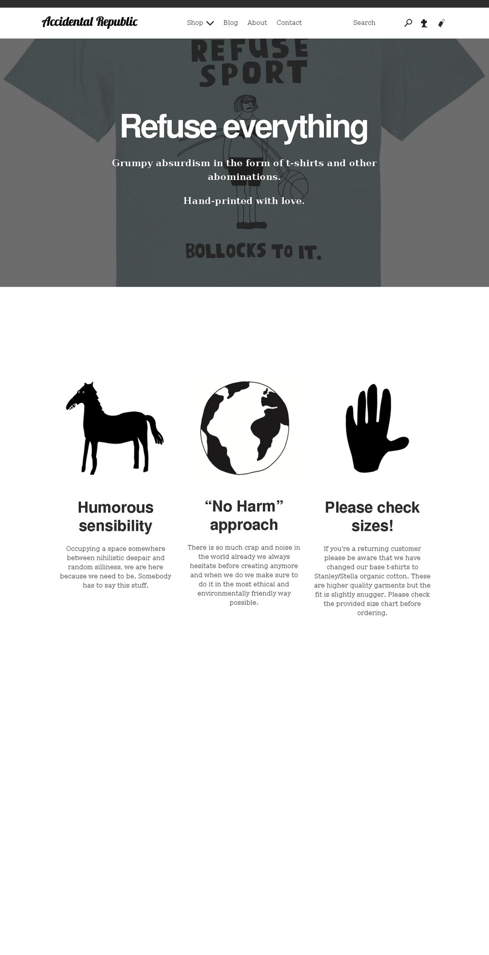 accidentalrepublic.com shopify website screenshot