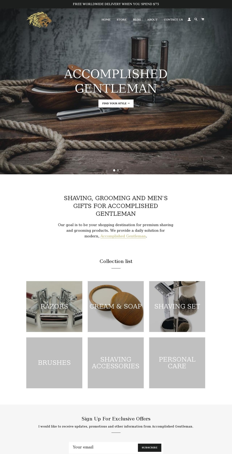 accomplishedgentleman.com — Shopify storefront screenshot
