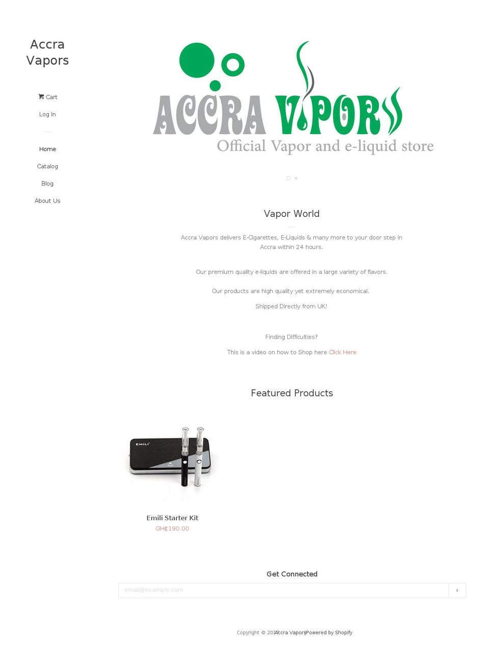 accravapors.biz shopify website screenshot