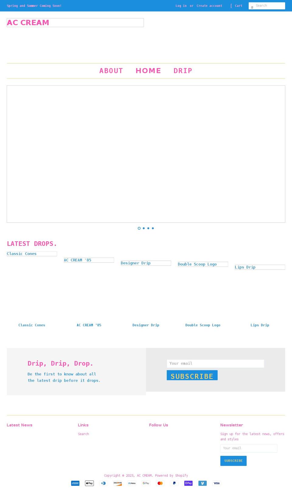 accream.net shopify website screenshot