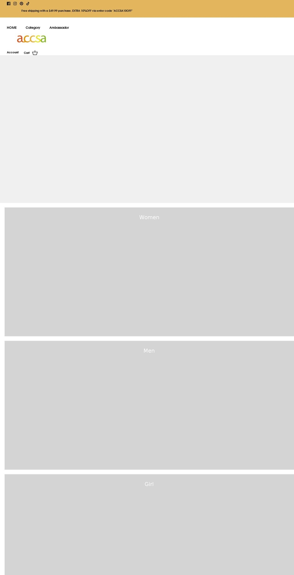 accsaware.com shopify website screenshot