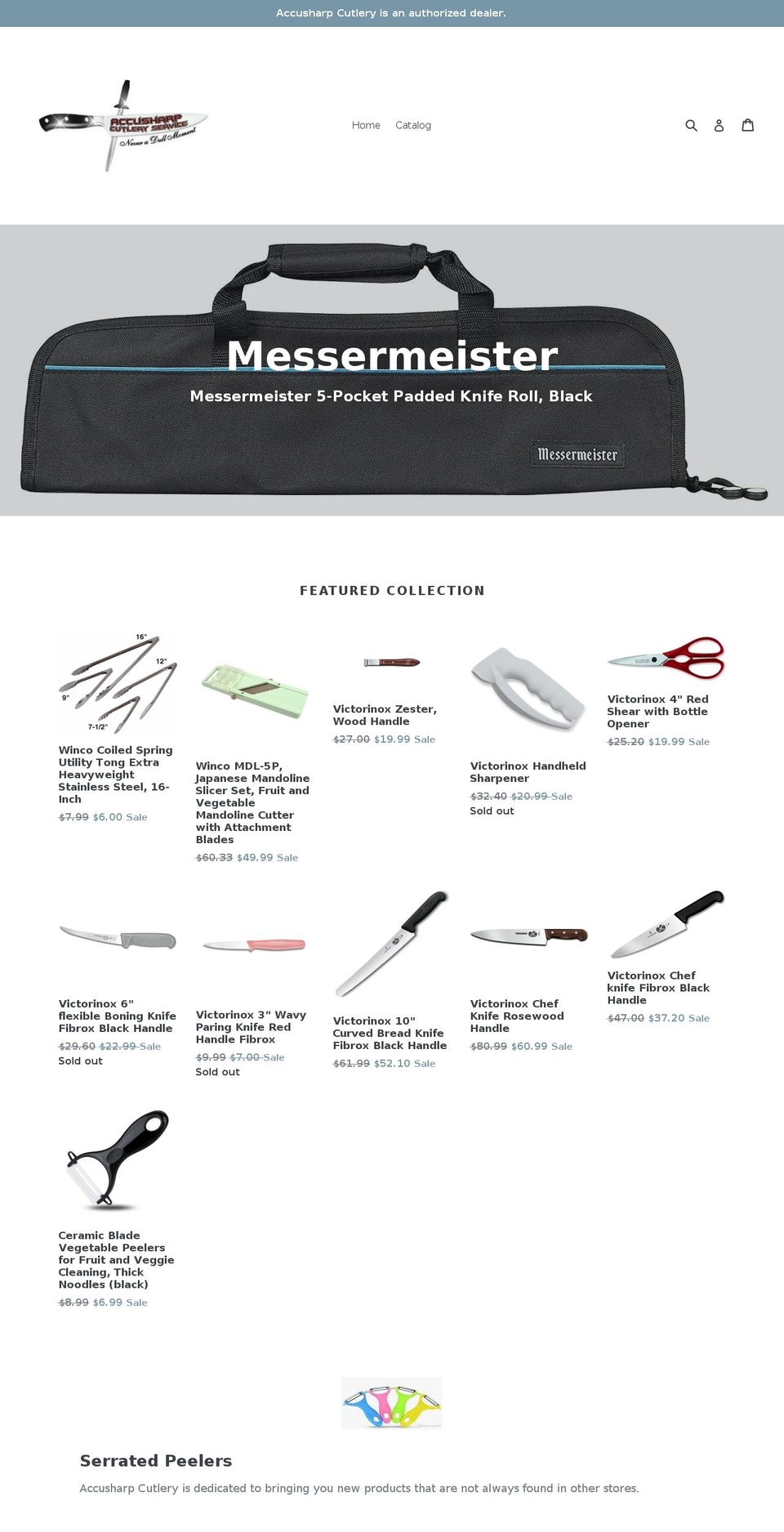 accusharpcutlery.com shopify website screenshot