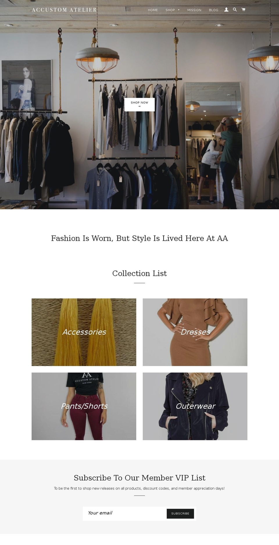 accustomatelier.com shopify website screenshot
