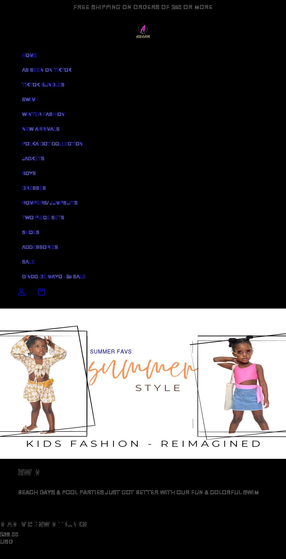 ace-jade.com shopify website screenshot
