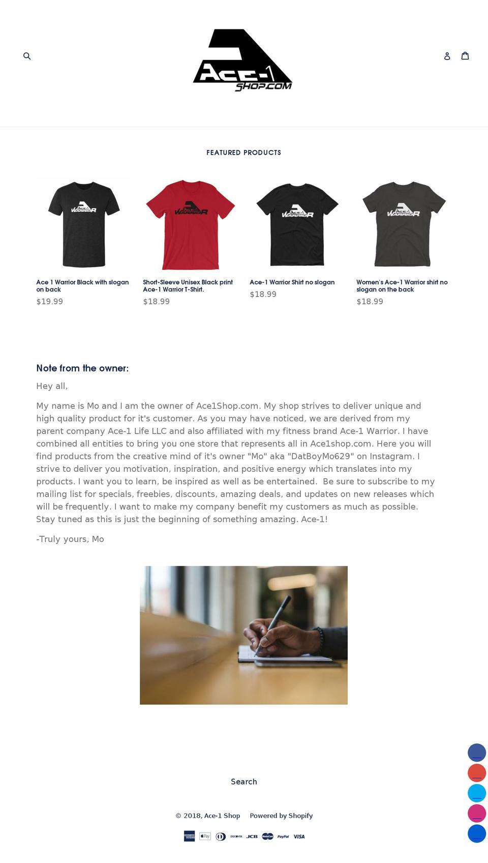ace1shop.com — Shopify storefront screenshot
