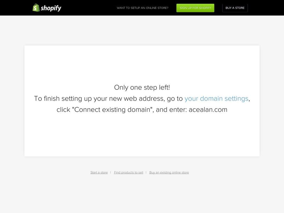 acealan.com shopify website screenshot