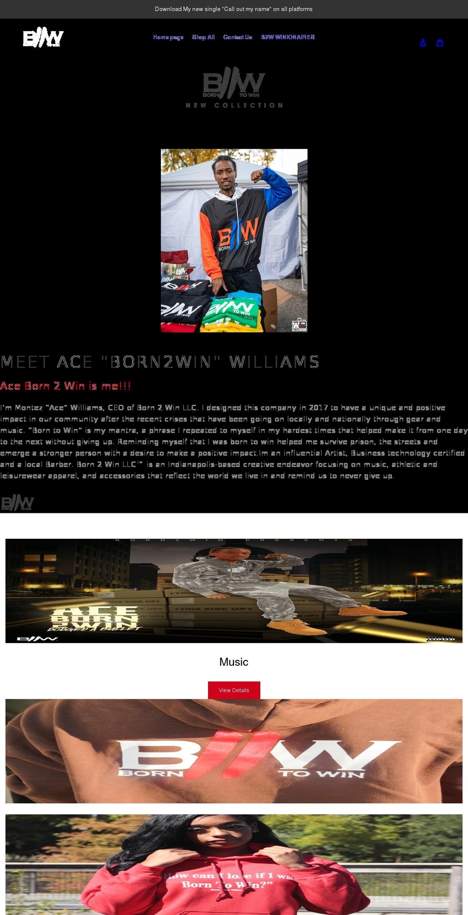 aceborn2win.com shopify website screenshot