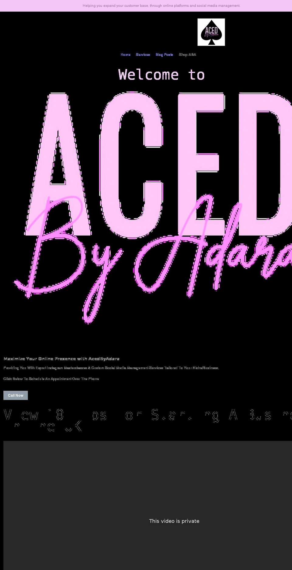 acedbyadara.co.uk shopify website screenshot