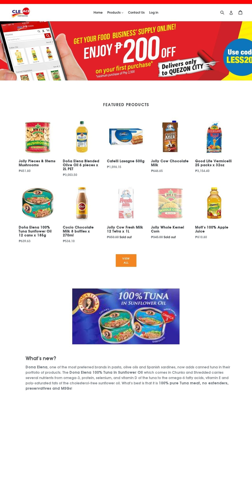 acefoodservice.com — Shopify storefront screenshot