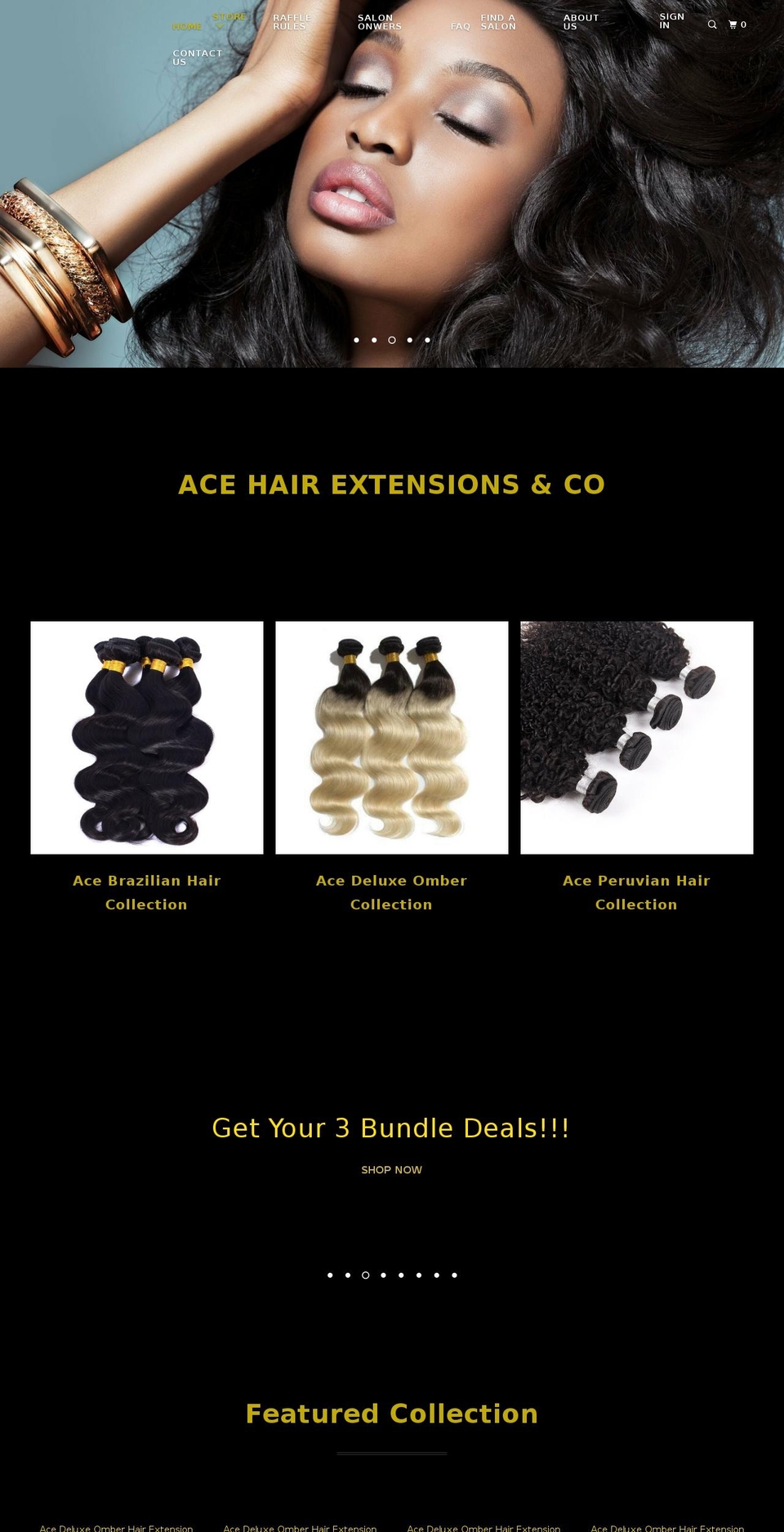 acehairextensionsco.com shopify website screenshot