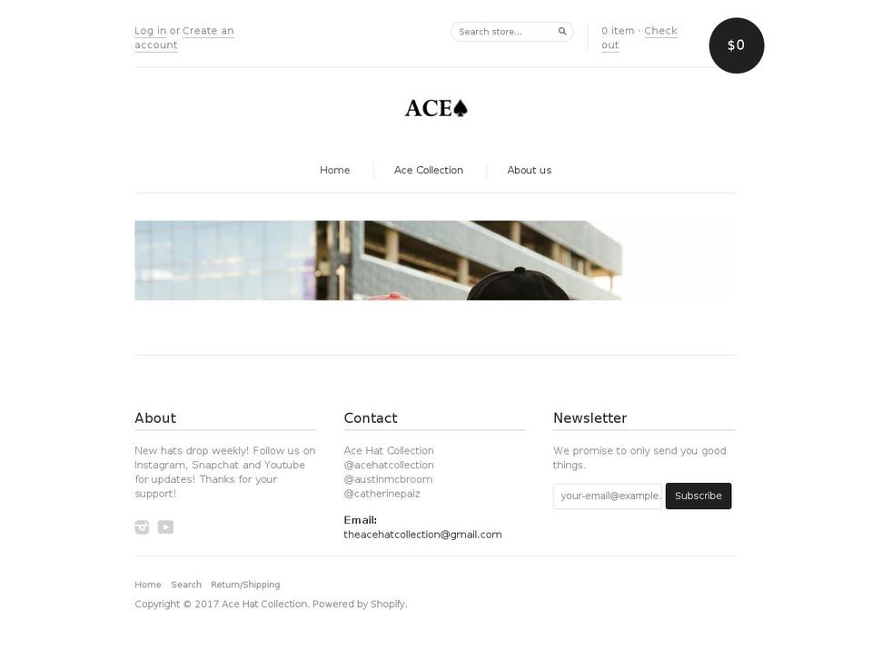 acehatcollection.net shopify website screenshot