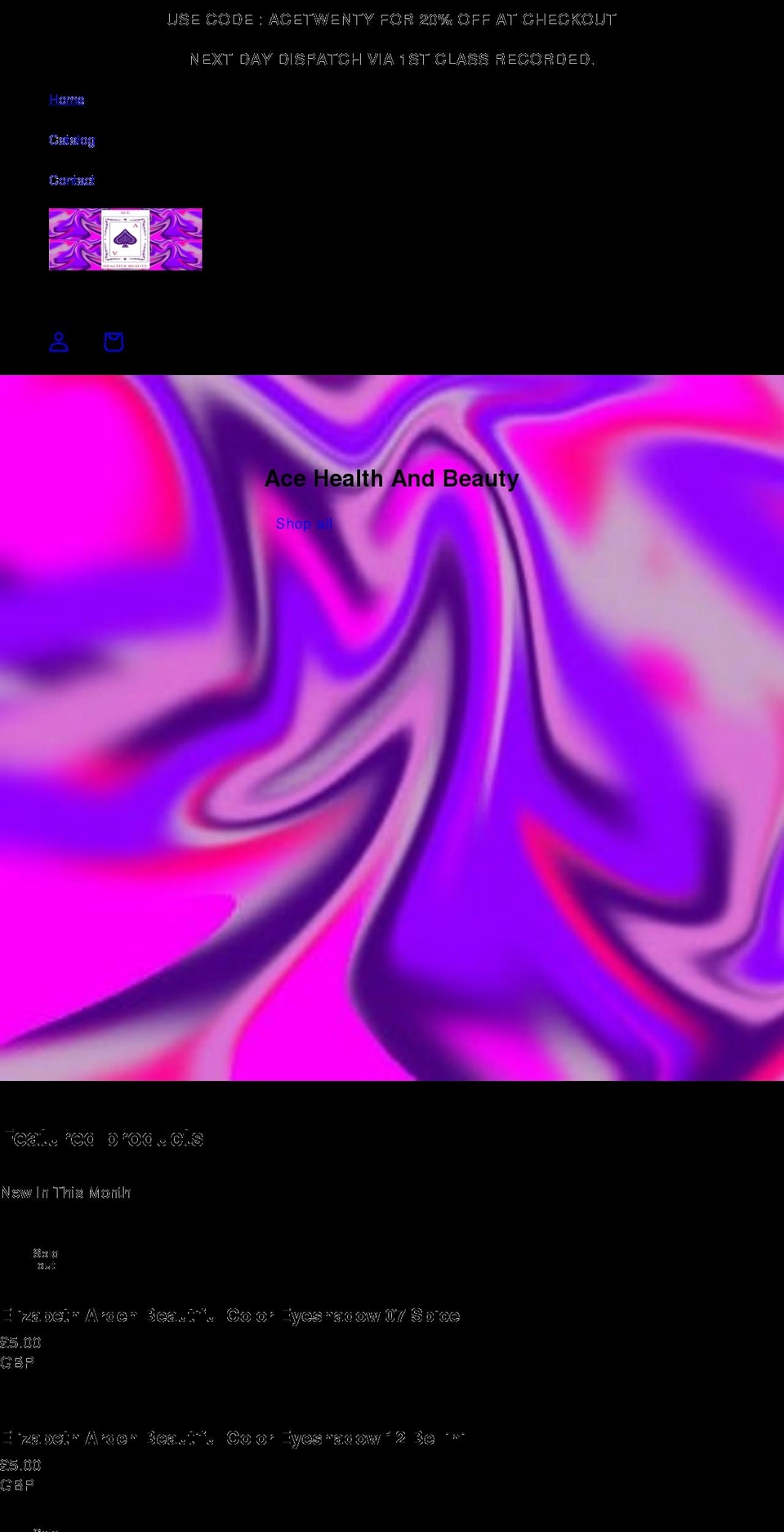 acehealthandbeauty.com shopify website screenshot