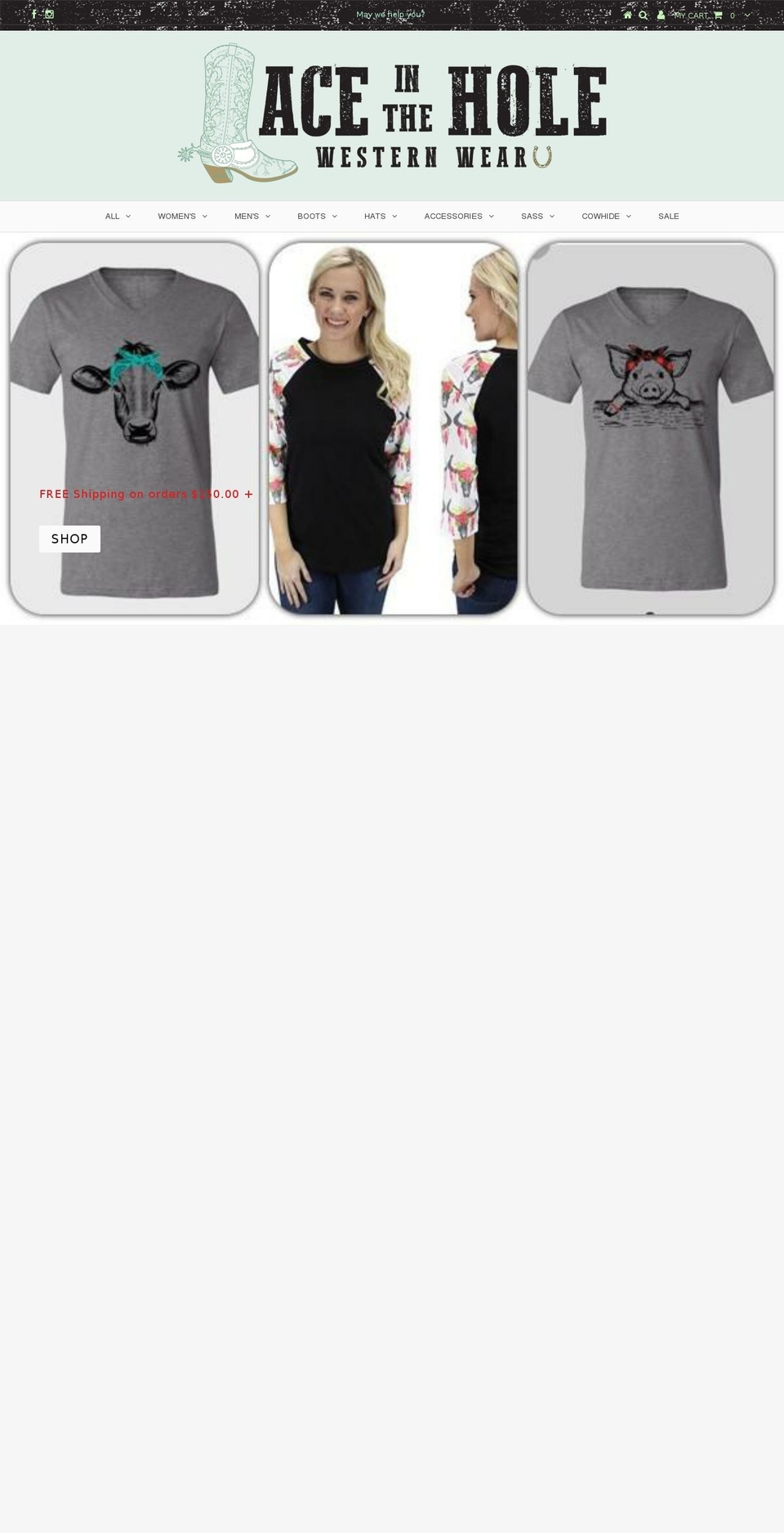 aceintheholewesternwear.com shopify website screenshot