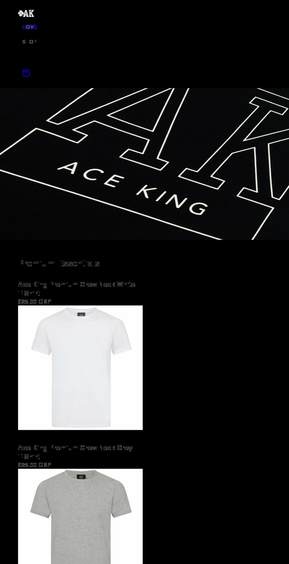 acekingclothing.co.uk shopify website screenshot