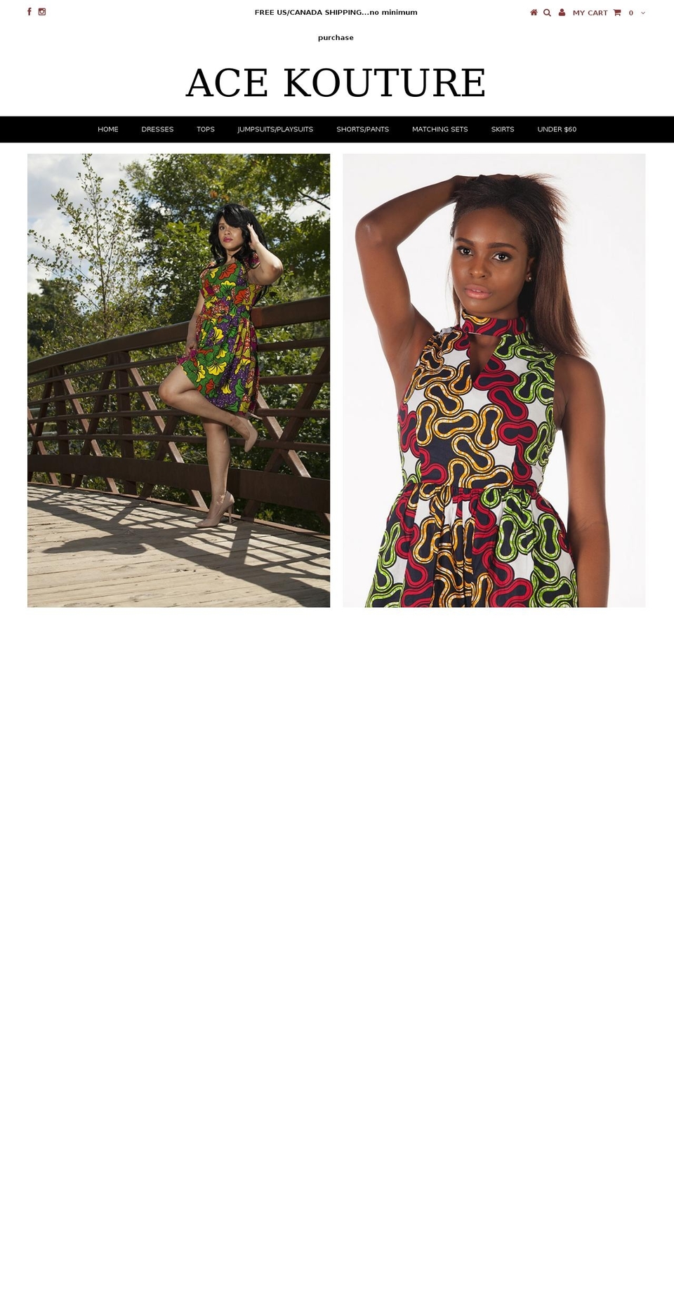 acekouture.com shopify website screenshot