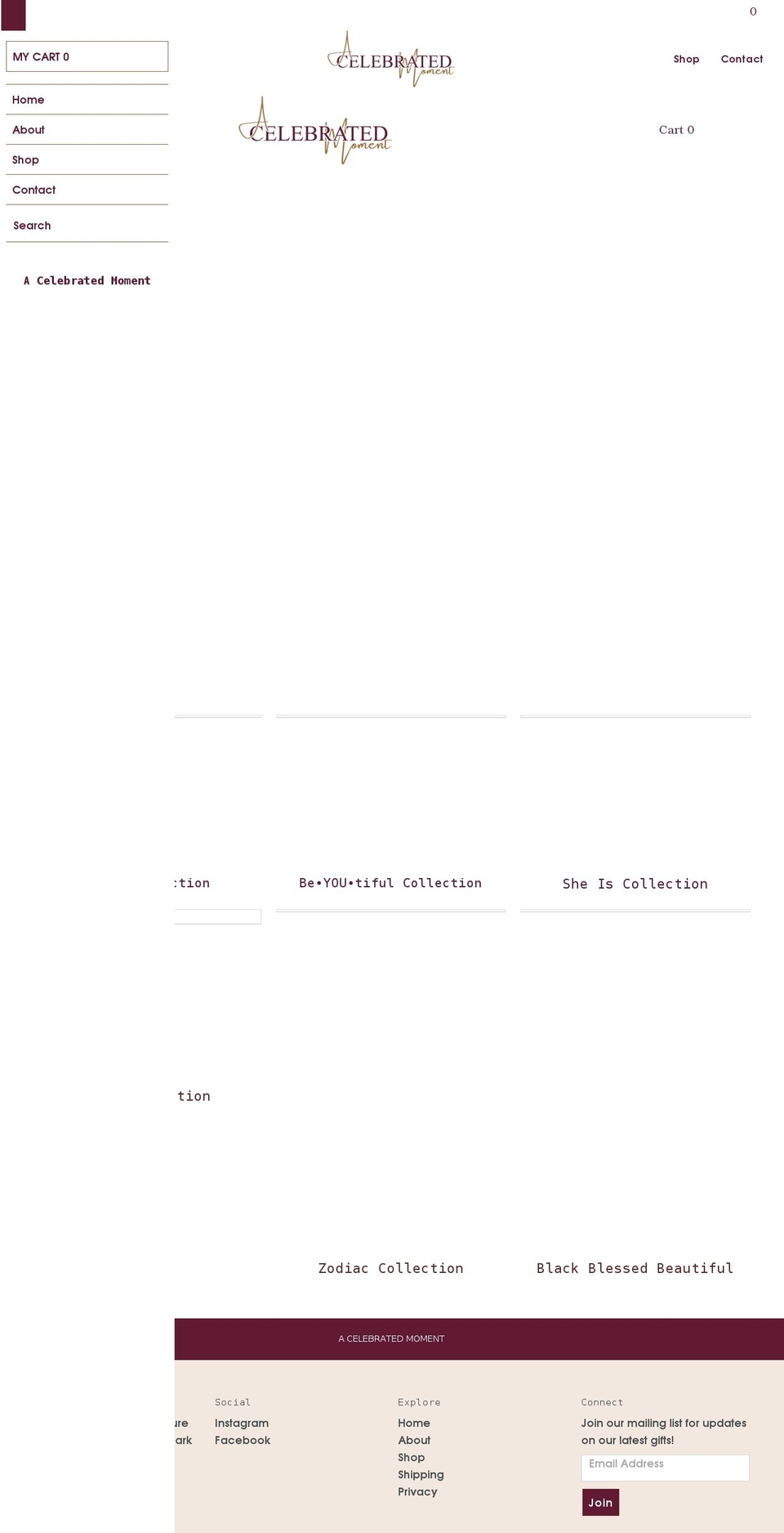 acelebratedmoment.com shopify website screenshot