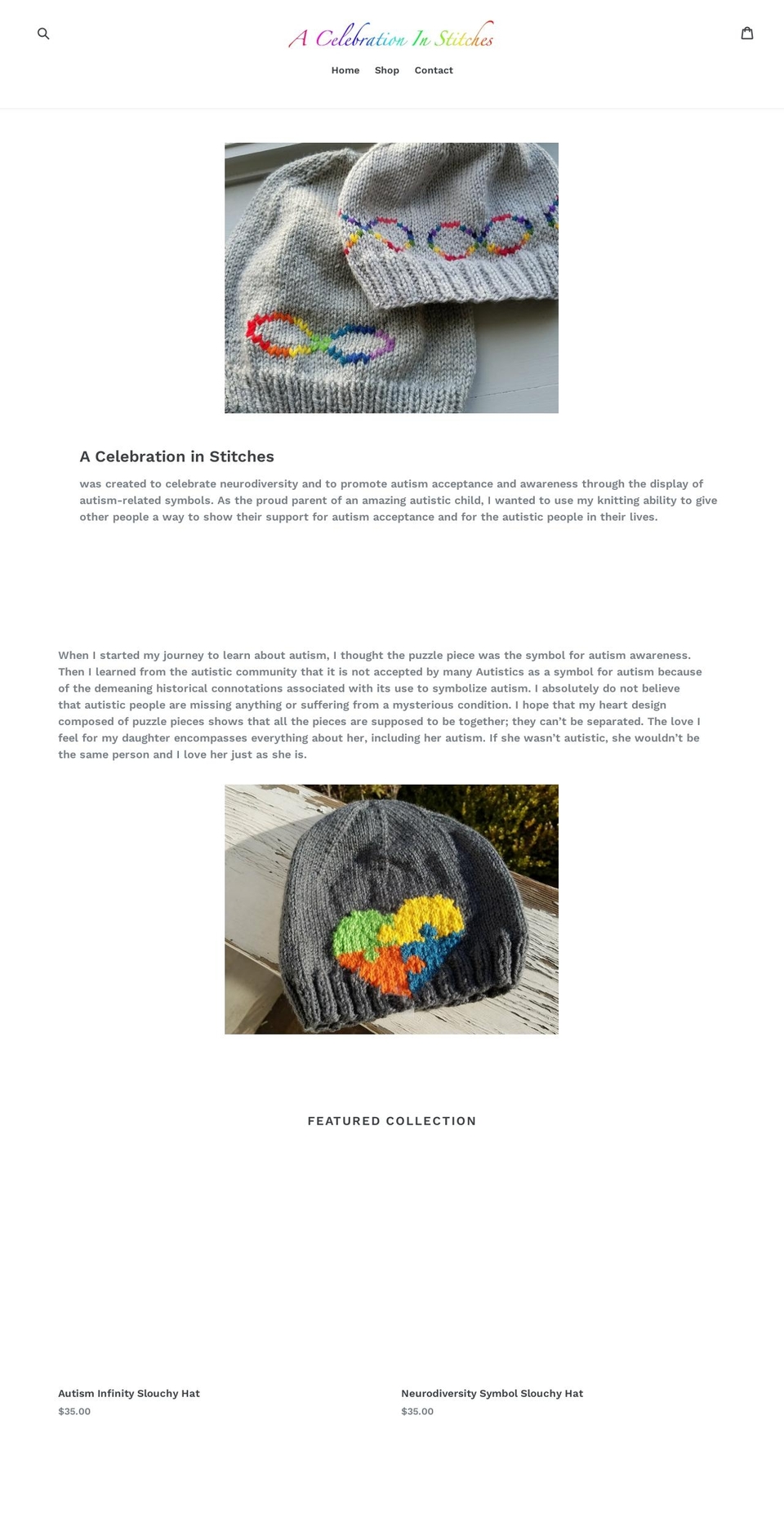 acelebrationinstitches.com shopify website screenshot