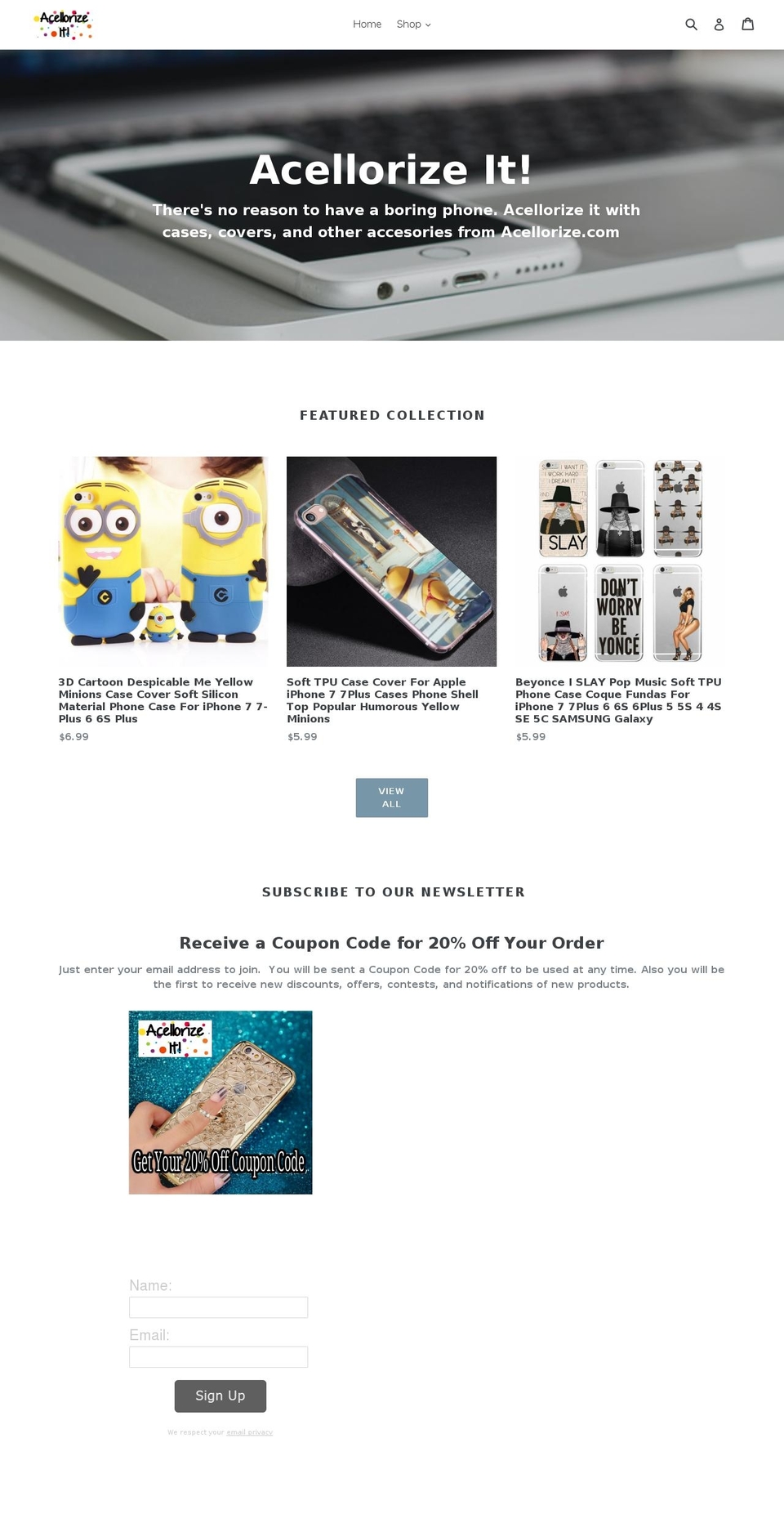 acellorize.com shopify website screenshot
