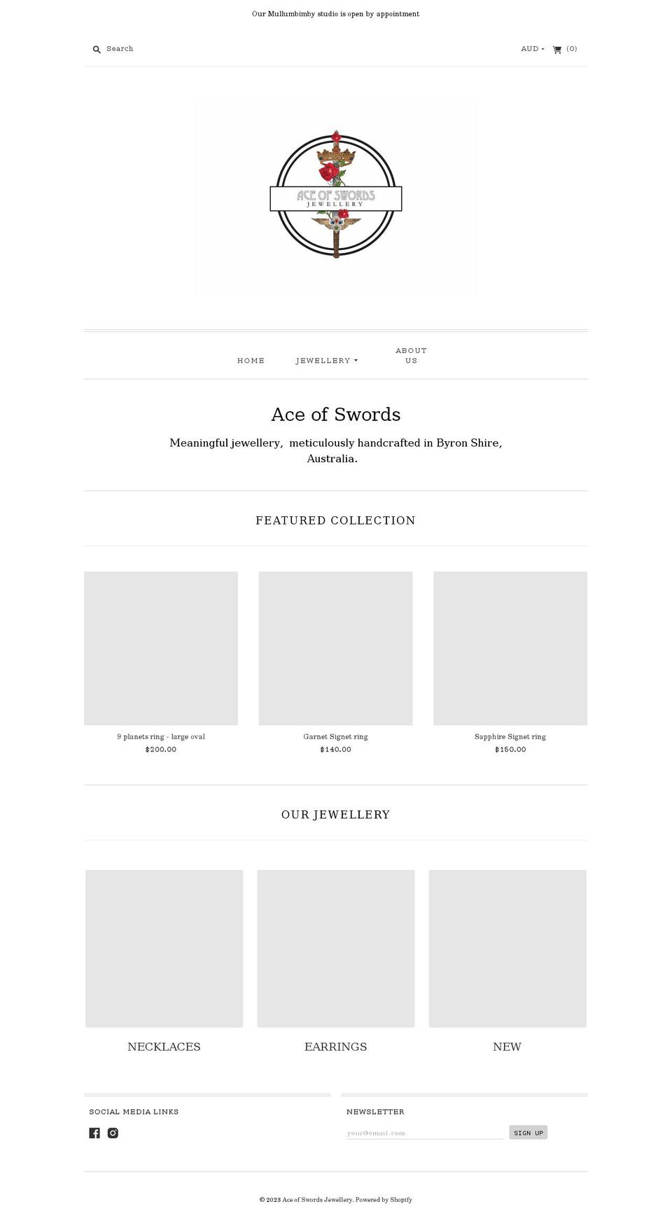 aceofswords.com.au shopify website screenshot