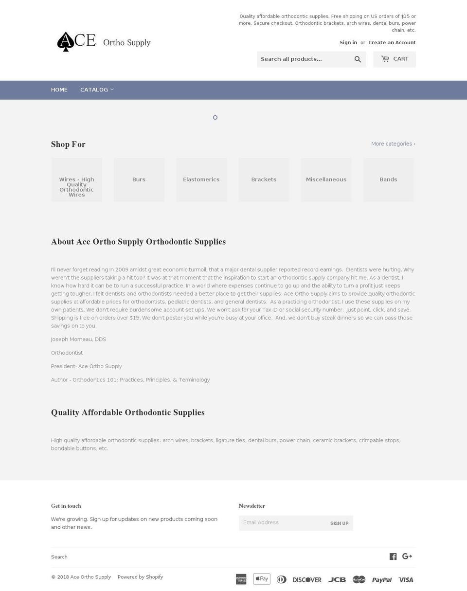 aceorthosupply.com shopify website screenshot