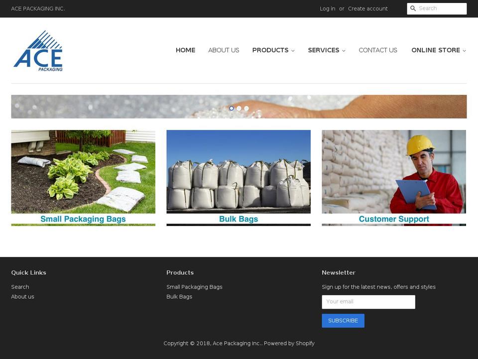 acepackinc.com shopify website screenshot