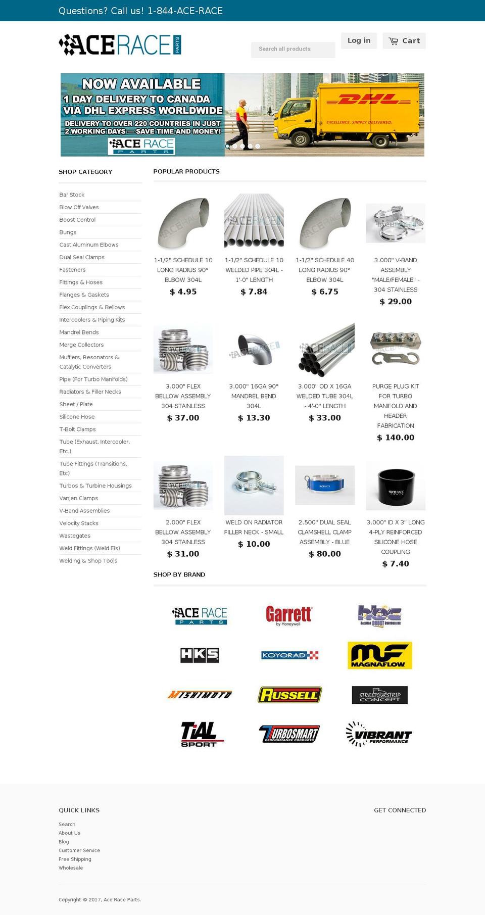 aceraceparts.com shopify website screenshot