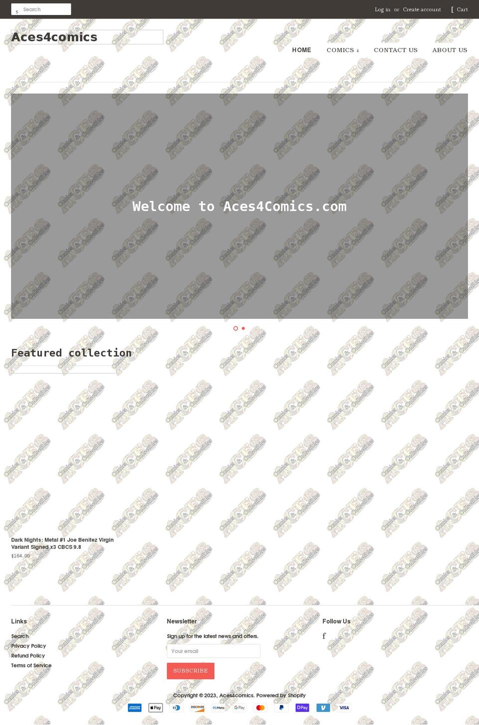aces4comics.com shopify website screenshot