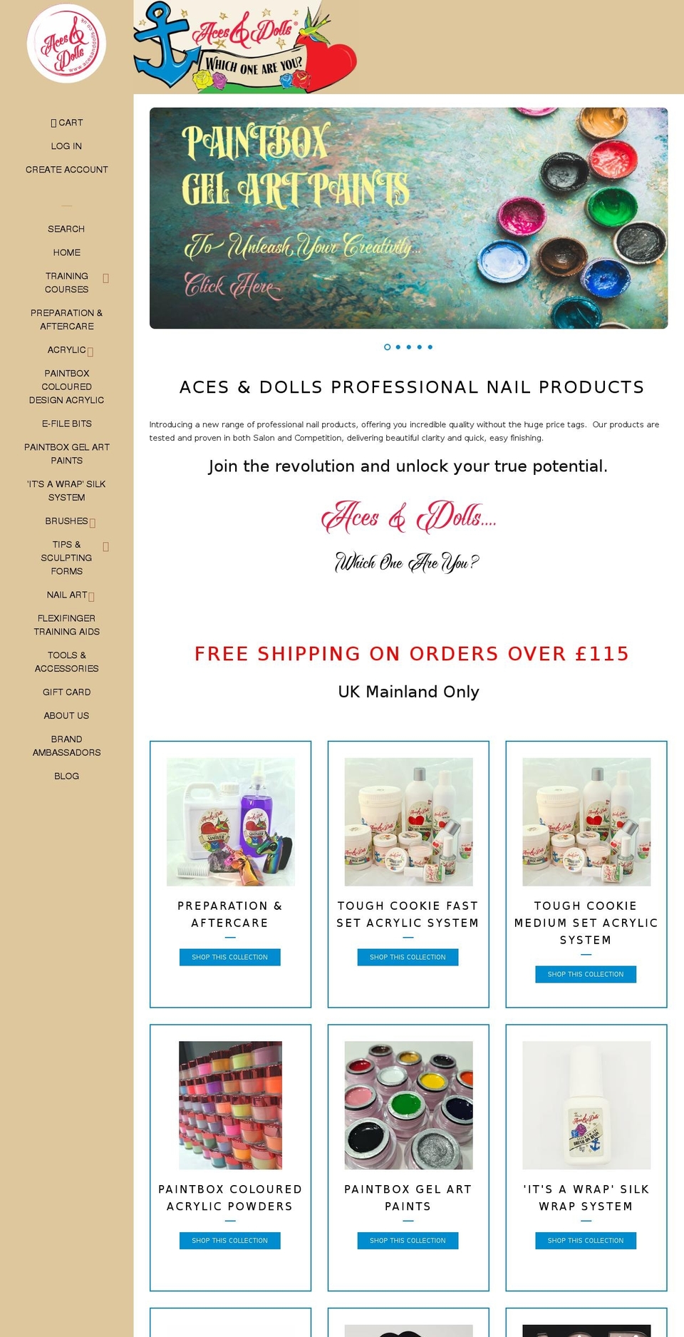 acesanddolls.co.uk shopify website screenshot