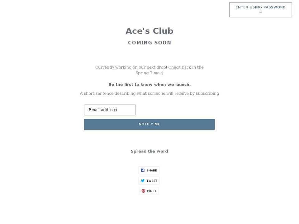 acesclub.info shopify website screenshot