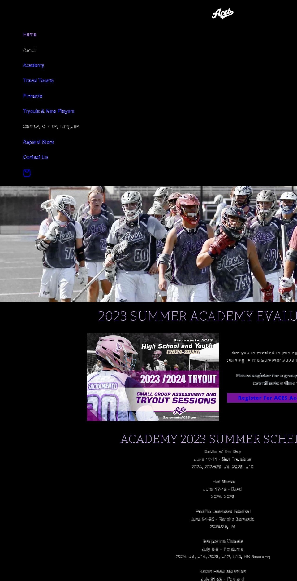 aceslacrosse.com shopify website screenshot