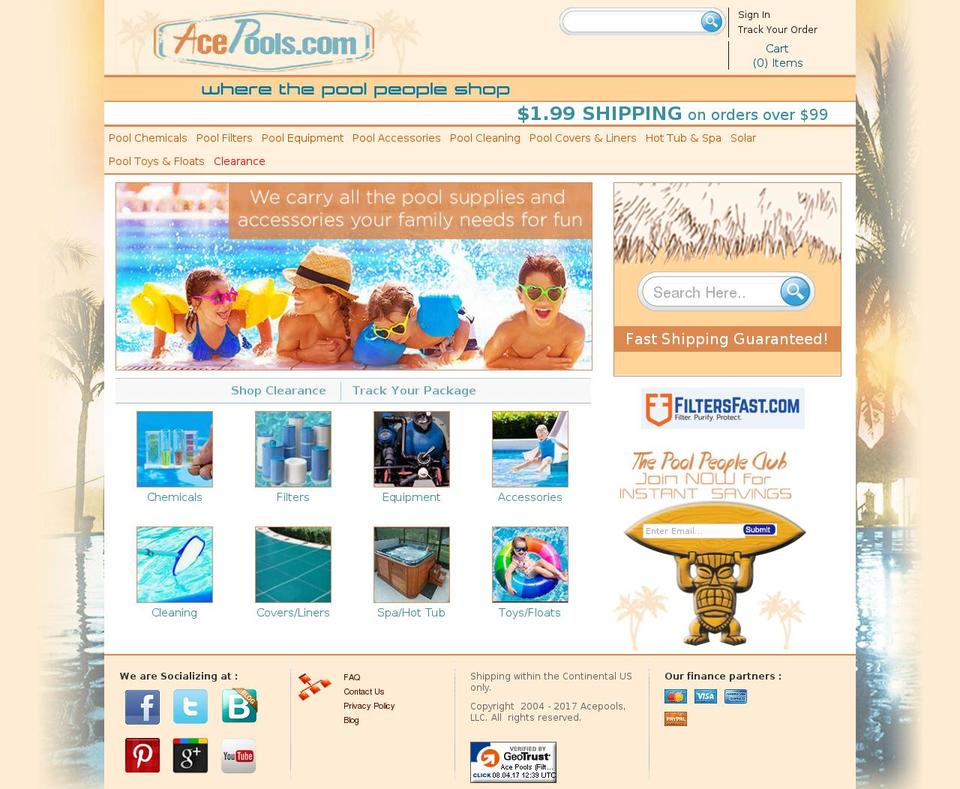 React [Plus] Homepage modifications Shopify theme site example acespool.com