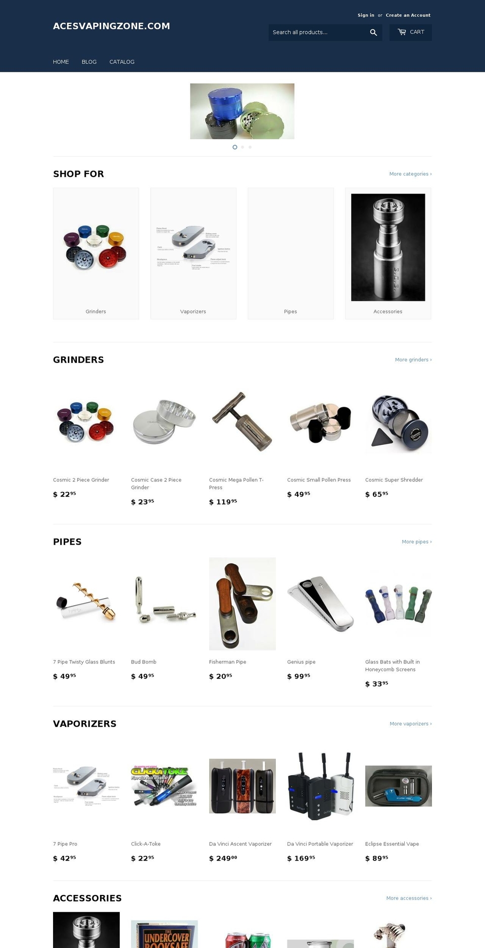acesvapingzone.com shopify website screenshot