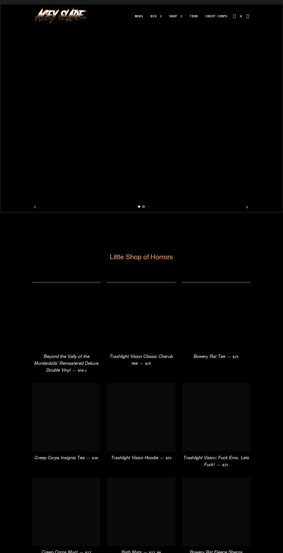 aceyslade.org shopify website screenshot