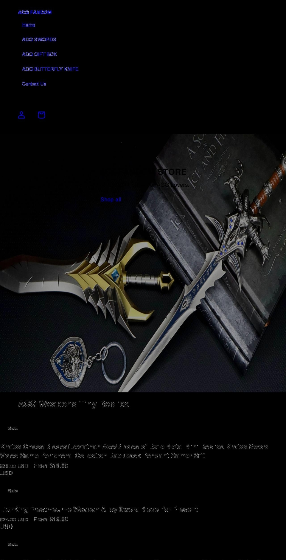 acgfandom.com shopify website screenshot