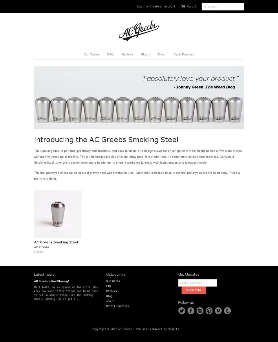 acgreebs.com shopify website screenshot