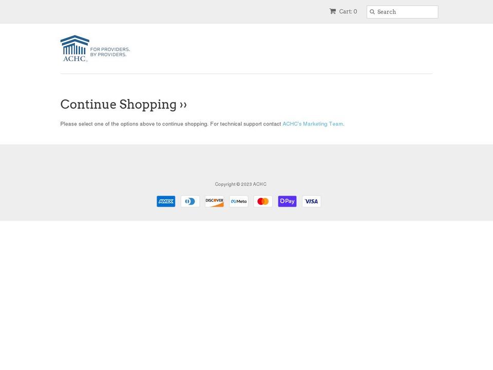 achc.myshopify.com shopify website screenshot